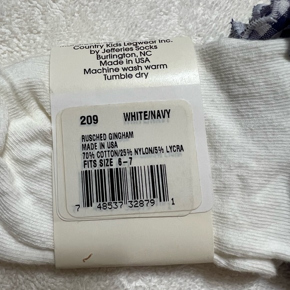 NWT blue/white gingham socks + 2 pairs EUC socks and 1 pair pink tights - Picture 2 of 7